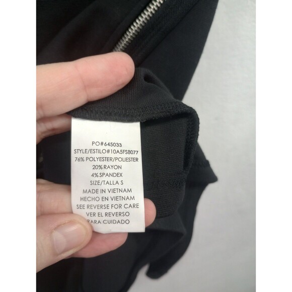 NWT Three Pink Hearts Dress Black Zipper Mini Size S Faux Wrap Front Stretch - Picture 11 of 14